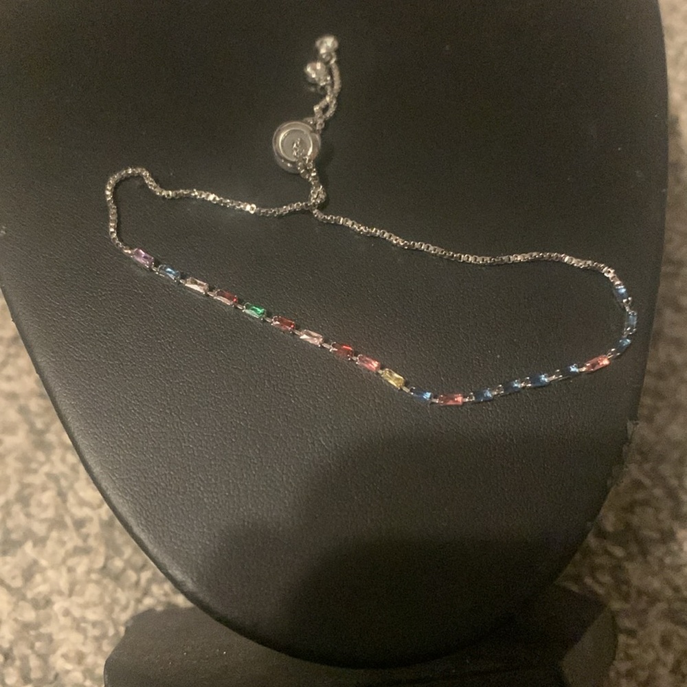 Silver Multi Stone Adjustable Bracelet - image 1